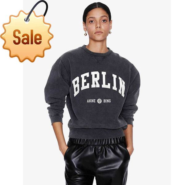 anine bing women fashion classic cotton sweatshirt ab new letter berlin print washing water fried snowflake used pullover sweatere, Black
anine bing women fashion classic cotton sweatshirt ab new letter berlin print washing water fried snowflake used pullover sweatere, Black