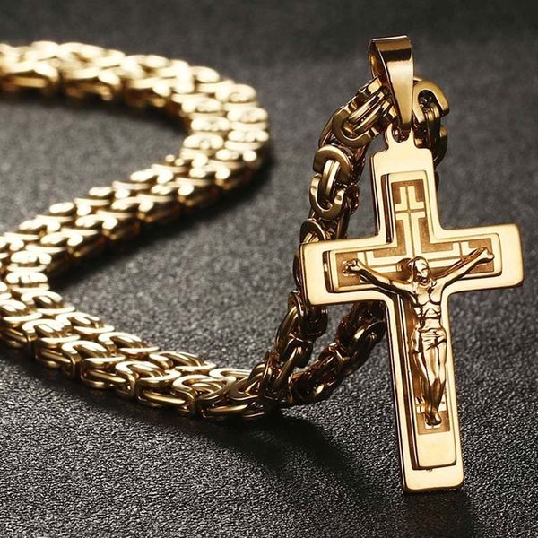 chokers jesus cross long byzantine chain stainless steel necklaces pendants for men crucifix necklace religious jewelry colar 230410, Golden;silver
chokers jesus cross long byzantine chain stainless steel necklaces pendants for men crucifix necklace religious jewelry colar 230410, Golden;silver