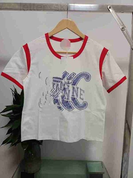 women's t-shirt designer ce2023 early spring new letter printed round neck pullover with contrast bonded short sleeve t-shirt m43x, White
women's t-shirt designer ce2023 early spring new letter printed round neck pullover with contrast bonded short sleeve t-shirt m43x, White