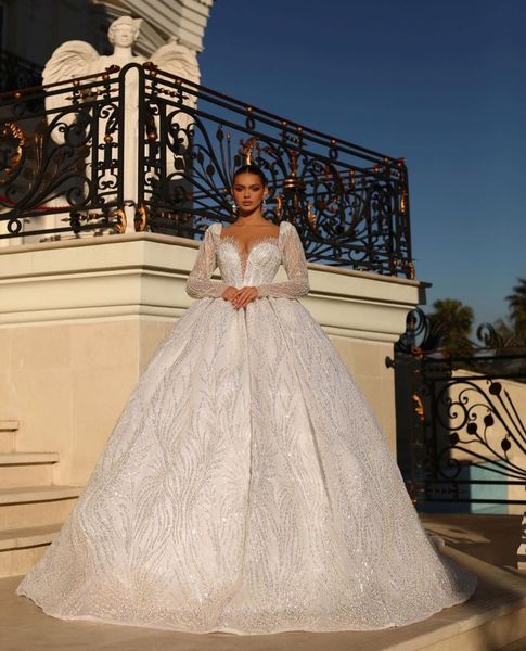 ball gown wedding dresses v neck long sleeves sequins appliques beaded floor length ruffles 3d lace sparkly zipper formal bridal gowns plus, White
ball gown wedding dresses v neck long sleeves sequins appliques beaded floor length ruffles 3d lace sparkly zipper formal bridal gowns plus, White