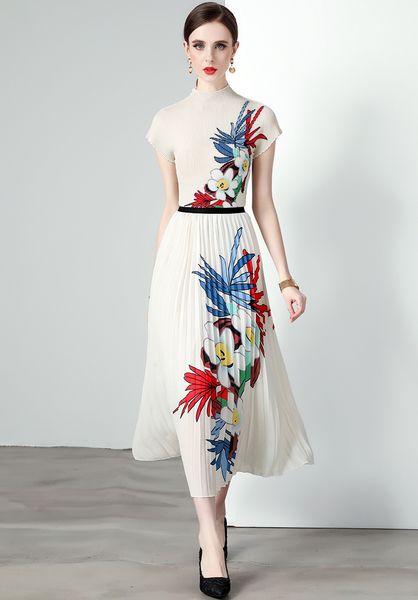 summer print dress two piece gown designer outfits 2023 short sleeve slim t shirt and pleated skirt vacation 2 piece prom dresses sweet girl, White
summer print dress two piece gown designer outfits 2023 short sleeve slim t shirt and pleated skirt vacation 2 piece prom dresses sweet girl, White