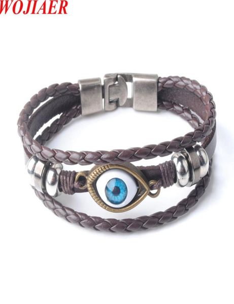 wojiaer blue lucky evil eye leather braid bracelet for homme multilayer black rope couple bracelets jewelry gift bc0036554478, Golden;silver
wojiaer blue lucky evil eye leather braid bracelet for homme multilayer black rope couple bracelets jewelry gift bc0036554478, Golden;silver