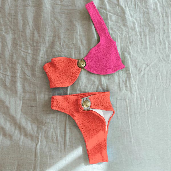 swim wear shell one shoulder bikini textured swimwear women high cut swimsuit women bathing suits solid brazilian biquinis set 230411
swim wear shell one shoulder bikini textured swimwear women high cut swimsuit women bathing suits solid brazilian biquinis set 230411