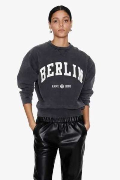 23ss anine bing city women pullover sweatshirt new embroidery letter burst fleece sweater printed wash round neck female cotton ab hoodie yz, Black
23ss anine bing city women pullover sweatshirt new embroidery letter burst fleece sweater printed wash round neck female cotton ab hoodie yz, Black