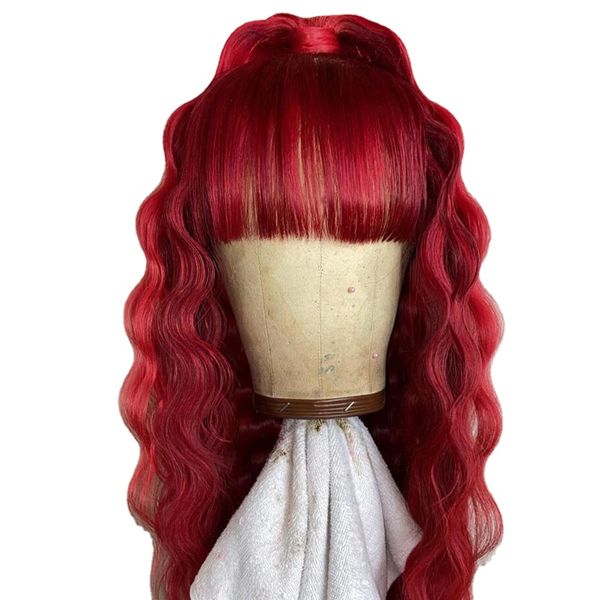 deep curly lace with bangs brazilian virgin human hair lace front wigs for women red colored deep wave frontal, Black;brown
deep curly lace with bangs brazilian virgin human hair lace front wigs for women red colored deep wave frontal, Black;brown
