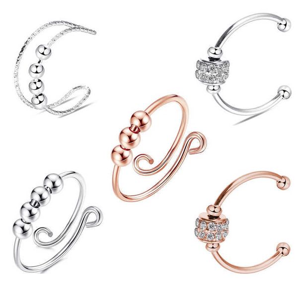band rings new minimalist anxiety ring for women fidget rings men anti-stress rotate spinner meditation beads ring jewlery gift copper p2304, Silver
band rings new minimalist anxiety ring for women fidget rings men anti-stress rotate spinner meditation beads ring jewlery gift copper p2304, Silver