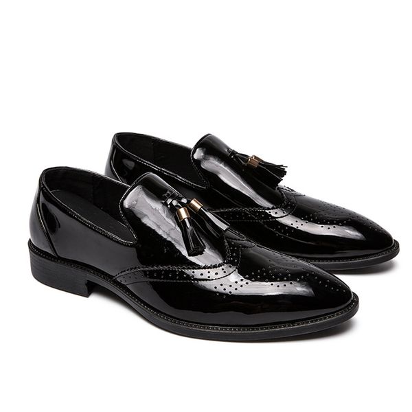 men dress leather shoes slip on patent leather mens casual oxford shoe moccasin glitter male footwear pointed toe boots for men, Black
men dress leather shoes slip on patent leather mens casual oxford shoe moccasin glitter male footwear pointed toe boots for men, Black