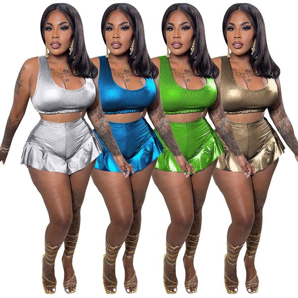 wholesale shiny 2pc sets tracksuits outfits designer square collar crop tanks edible tree fungus shorts womens matching clothes set 9664, Gray
wholesale shiny 2pc sets tracksuits outfits designer square collar crop tanks edible tree fungus shorts womens matching clothes set 9664, Gray