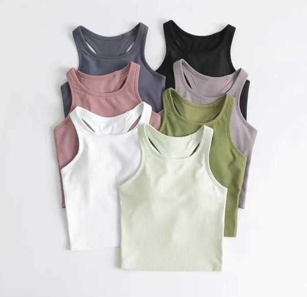 lu tank slim fit sleeveless yoga outfits shirt brushed women workout sports withs padded bra, Gray
lu tank slim fit sleeveless yoga outfits shirt brushed women workout sports withs padded bra, Gray