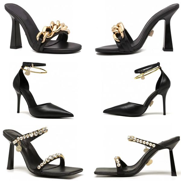 classic chain heel sandals designer women fashion classic chain sandals rubber outsole calfskin noble elegant heel height 10cm sandals shoes, Black
classic chain heel sandals designer women fashion classic chain sandals rubber outsole calfskin noble elegant heel height 10cm sandals shoes, Black