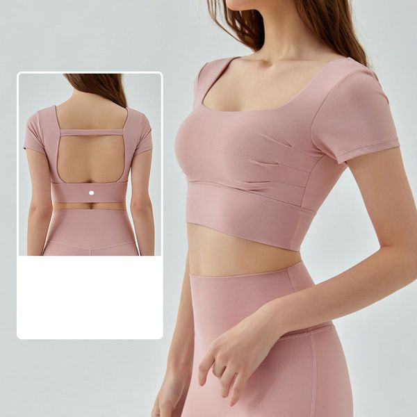 sports short-sleeved female beauty back fitness t-shirt running quick-drying detachable chest pad yoga lulu with logo adst498
sports short-sleeved female beauty back fitness t-shirt running quick-drying detachable chest pad yoga lulu with logo adst498