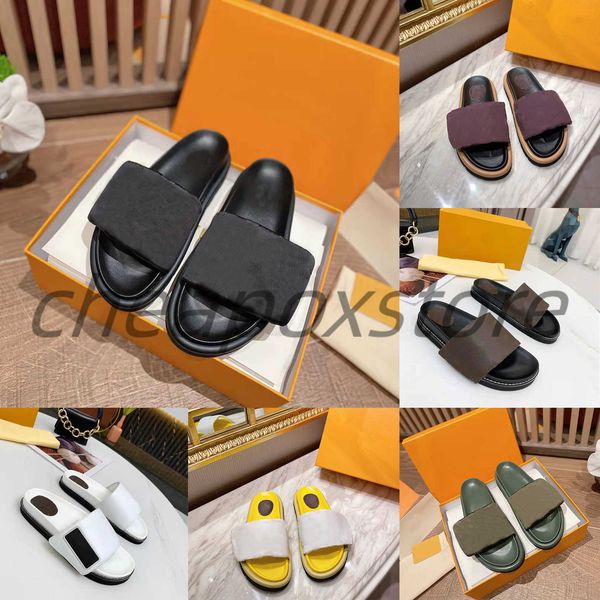 designer slippers pool pillow comfort lv sandals women calfskin slides revival flat mules summer beach slipper 3da9, Black
designer slippers pool pillow comfort lv sandals women calfskin slides revival flat mules summer beach slipper 3da9, Black