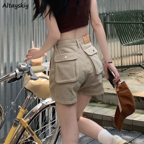 women's shorts khaki cargo summer thin high waist big pockets american sweet loose all match clothing solid daily aesthetic mujer 23041, White;black
women's shorts khaki cargo summer thin high waist big pockets american sweet loose all match clothing solid daily aesthetic mujer 23041, White;black