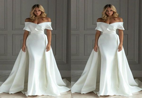 new arrival simple elegant plus size mermaid wedding dresses off shoulder sweep train bridl gowns wedding dress vestido de n8626825, White
new arrival simple elegant plus size mermaid wedding dresses off shoulder sweep train bridl gowns wedding dress vestido de n8626825, White