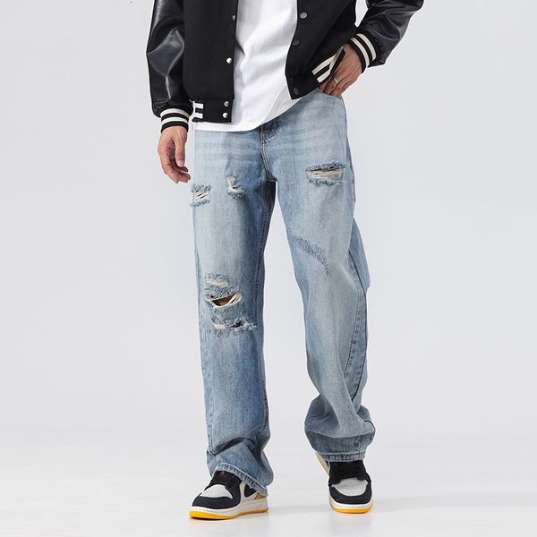 men's jeans classic men's jeans high street cut jeans fashion loose casual pants fashion brand casual wide leg pants men's cl, Blue
men's jeans classic men's jeans high street cut jeans fashion loose casual pants fashion brand casual wide leg pants men's cl, Blue