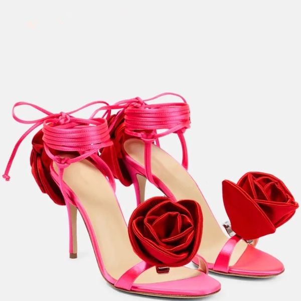 2023 summer new red rose flower sandals fashion all-match open-toed high-heeled red women's shoes ankle wrap lace-up dance shoes, Black
2023 summer new red rose flower sandals fashion all-match open-toed high-heeled red women's shoes ankle wrap lace-up dance shoes, Black