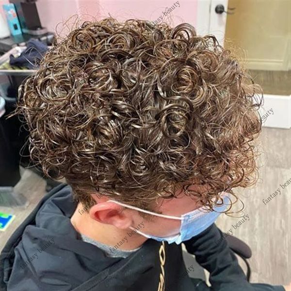 light brown blonde mens toupee super durable skin pu base wigs europen curly human hair replacement systems natural hairline, Black
light brown blonde mens toupee super durable skin pu base wigs europen curly human hair replacement systems natural hairline, Black