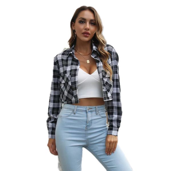 2023 spring women's shirt, european and american style lapel double pockets, long sleeves short coat bsc004, White
2023 spring women's shirt, european and american style lapel double pockets, long sleeves short coat bsc004, White