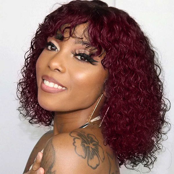 hair wigs wijn rode korte krullend bob pruik met braziliaanse water wave pruiken voor vrouwen geen kant menselijk haar volledige machine 230, Black
hair wigs wijn rode korte krullend bob pruik met braziliaanse water wave pruiken voor vrouwen geen kant menselijk haar volledige machine 230, Black