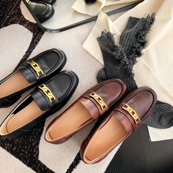 metal buckle loafers women low heel single shoes genuine leather vintage office shoe big size 35-42, Black
metal buckle loafers women low heel single shoes genuine leather vintage office shoe big size 35-42, Black