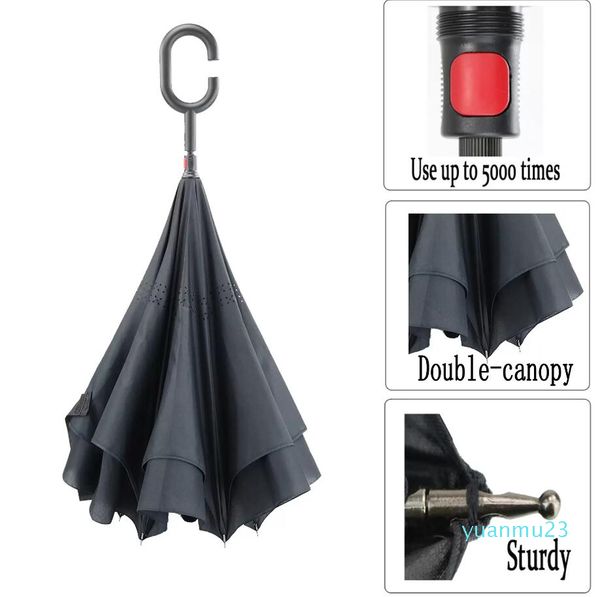 Image of Anti-rebound Double Layer Inverted Umbrella with C-Shaped Handle 2222