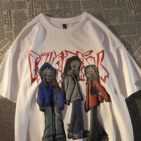 men's t-shirts cartoon pattern printed men and women t shirt short sleeved summer fashion loose round neck design couple hip hop casual, White;black
men's t-shirts cartoon pattern printed men and women t shirt short sleeved summer fashion loose round neck design couple hip hop casual, White;black