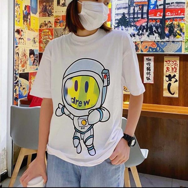 and proven version of drew smiling face bieber men's women's loose relaxed astronaut crew neck short sleeve t-shirt, White
and proven version of drew smiling face bieber men's women's loose relaxed astronaut crew neck short sleeve t-shirt, White
