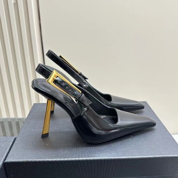 Designer Gold clasp High heels shoes and sandals women's New Gold Metal Sexy banquet wedding Heel empty Ladies Patent leather High-Heeled shoes with box, Black
Designer Gold clasp High heels shoes and sandals women's New Gold Metal Sexy banquet wedding Heel empty Ladies Patent leather High-Heeled shoes with box, Black