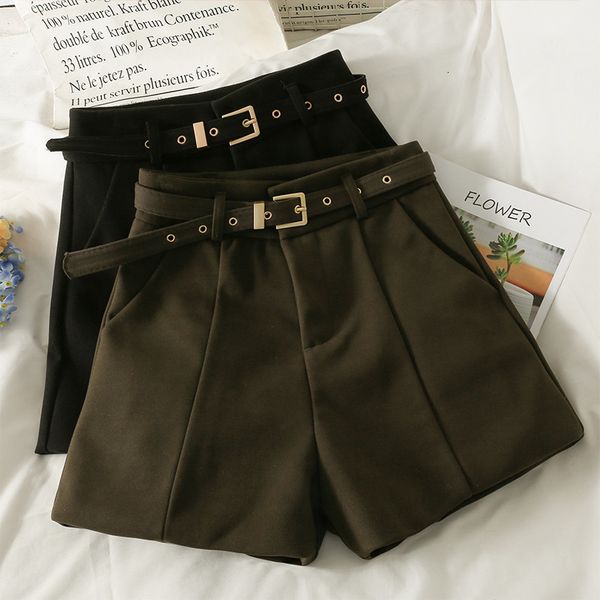 women's short en autumn winter women high waist a line casual female straight all match black wide leg with belt 230411, White;black
women's short en autumn winter women high waist a line casual female straight all match black wide leg with belt 230411, White;black