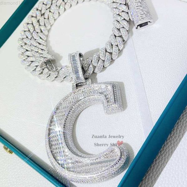 hip hop baguette cut vvs moissanite diamond iced out initial name custom necklace pendant, Silver
hip hop baguette cut vvs moissanite diamond iced out initial name custom necklace pendant, Silver
