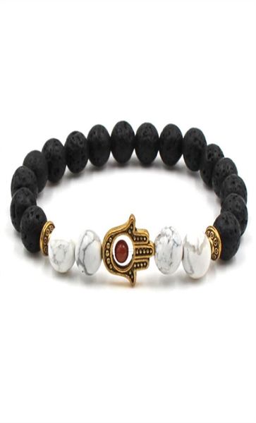 casual lava rock beaded strands fatima palm hand bracelet 8mm alloy natural stone white turquoise gold silver bracelet bang9404963, Black
casual lava rock beaded strands fatima palm hand bracelet 8mm alloy natural stone white turquoise gold silver bracelet bang9404963, Black