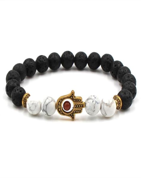 casual lava rock beaded strands fatima palm hand bracelet 8mm alloy natural stone white turquoise gold silver bracelet bang1237263, Black
casual lava rock beaded strands fatima palm hand bracelet 8mm alloy natural stone white turquoise gold silver bracelet bang1237263, Black