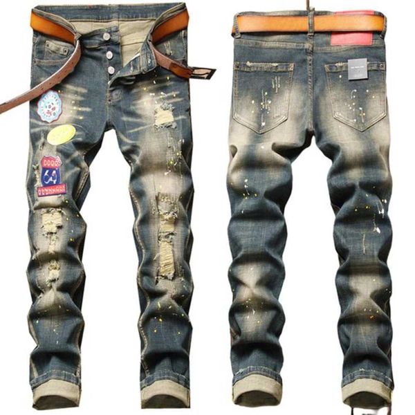 men's jeans men slim fit big size paint hole style destroyed skinny straight leg washed luxury casual regular denim pants trousers m4zu, Blue
men's jeans men slim fit big size paint hole style destroyed skinny straight leg washed luxury casual regular denim pants trousers m4zu, Blue