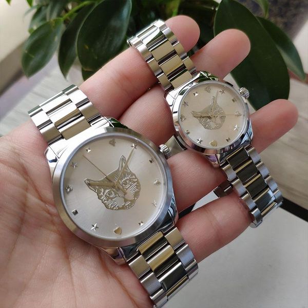 fashion men's and women's watches luxury wrist expression couple style gold and silver cat head classic fritillion dial watch ultr, Slivery;brown
fashion men's and women's watches luxury wrist expression couple style gold and silver cat head classic fritillion dial watch ultr, Slivery;brown