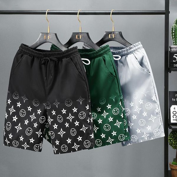 pa301 designer men's shorts summer quick drying smile star print elastic waist beach shorts, White;black
pa301 designer men's shorts summer quick drying smile star print elastic waist beach shorts, White;black
