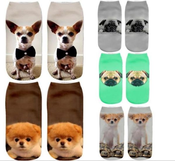 

new kawaii 3d print socks women ankle dogs calcetines female chaussette funny sock cute short sock 50styles3077448, Pink;yellow