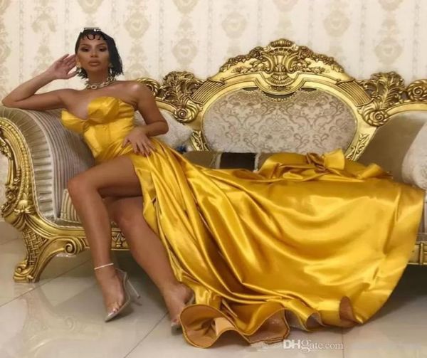 yellow gold sweetheart satin mermaid split long prom dresses black girls ruched formal sweep train formal party evening gowns bc401241721
yellow gold sweetheart satin mermaid split long prom dresses black girls ruched formal sweep train formal party evening gowns bc401241721