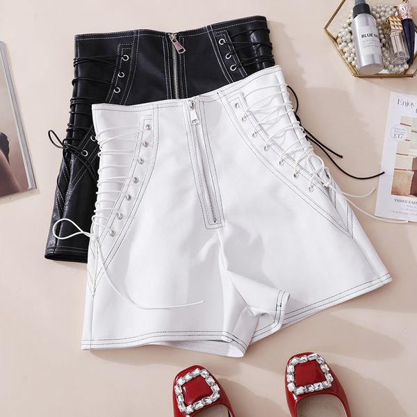 women's shorts autumn women tie high waist pu female casual black leather office lady all match zipper wide leg a2116 230411, White;black
women's shorts autumn women tie high waist pu female casual black leather office lady all match zipper wide leg a2116 230411, White;black
