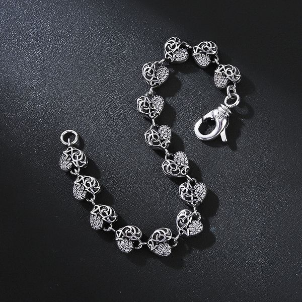 d191 s925 sterling silver bracelet fashion letter personalized vintage heart cross flower peach blossom set diamond couple punk hip hop jewe, Golden;silver
d191 s925 sterling silver bracelet fashion letter personalized vintage heart cross flower peach blossom set diamond couple punk hip hop jewe, Golden;silver
