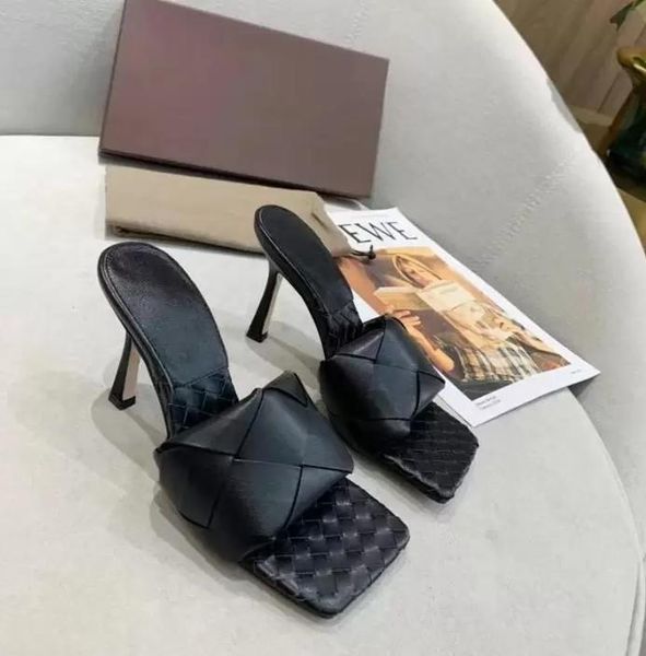 2023 fashion women's high heels lido sandals summer slippers woven leather sandals party sandals with box shoes, Black
2023 fashion women's high heels lido sandals summer slippers woven leather sandals party sandals with box shoes, Black