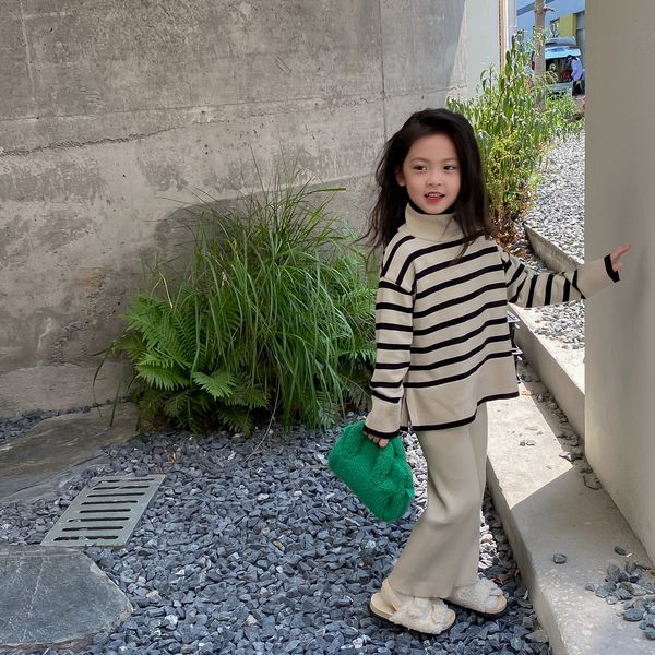 clothing sets children clothing autumn winter korean style striped turtleneck sweater and wide leg pants casual simple set for girls 230412, White
clothing sets children clothing autumn winter korean style striped turtleneck sweater and wide leg pants casual simple set for girls 230412, White