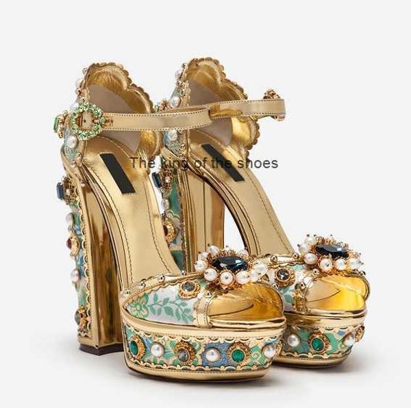 2023 sandals ladies diamond pearl embroider 14cm chunky high heel sandals 3cm flatform open peep-toes european american palace shoes size 35, Black
2023 sandals ladies diamond pearl embroider 14cm chunky high heel sandals 3cm flatform open peep-toes european american palace shoes size 35, Black