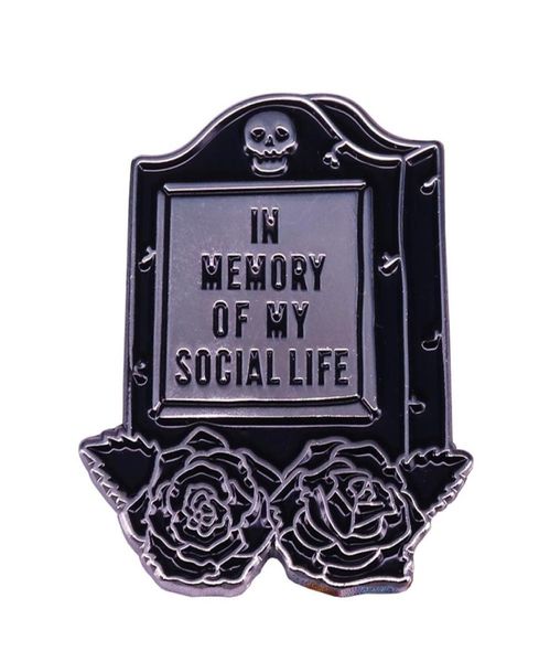 in memory of my social life tombstone badge goth pin with skulls and roses dark humor introvert perfect gift5820491, Blue
in memory of my social life tombstone badge goth pin with skulls and roses dark humor introvert perfect gift5820491, Blue
