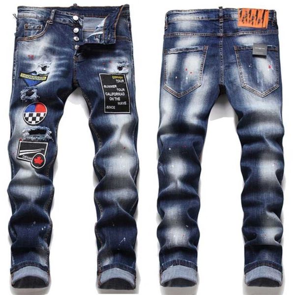 men's jeans men slim fit big size paint hole style destroyed skinny straight leg washed luxury casual regular denim pants trousers 80nm, Blue
men's jeans men slim fit big size paint hole style destroyed skinny straight leg washed luxury casual regular denim pants trousers 80nm, Blue