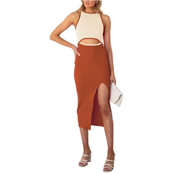 women's summer cutout midi dress crew neck sleeveless tank slit ribbed bodycon dresses, Black;gray
women's summer cutout midi dress crew neck sleeveless tank slit ribbed bodycon dresses, Black;gray
