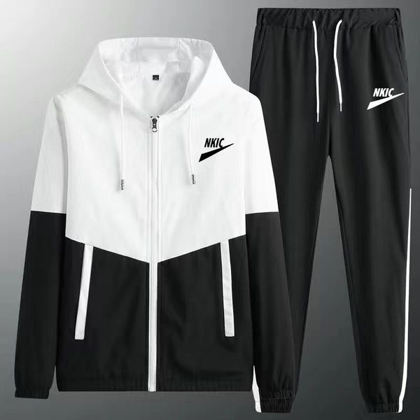 men tracksuits set spring autumn long sleeve hoodie zipper jogging trouser patchwork fitness run suit casual clothing sportswear, Gray
men tracksuits set spring autumn long sleeve hoodie zipper jogging trouser patchwork fitness run suit casual clothing sportswear, Gray