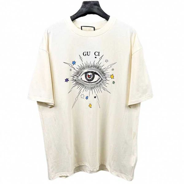 high version 2023 summer new luxury gu home star devil's eye print men's and women's os loose short sleeve t-shirt, White
high version 2023 summer new luxury gu home star devil's eye print men's and women's os loose short sleeve t-shirt, White