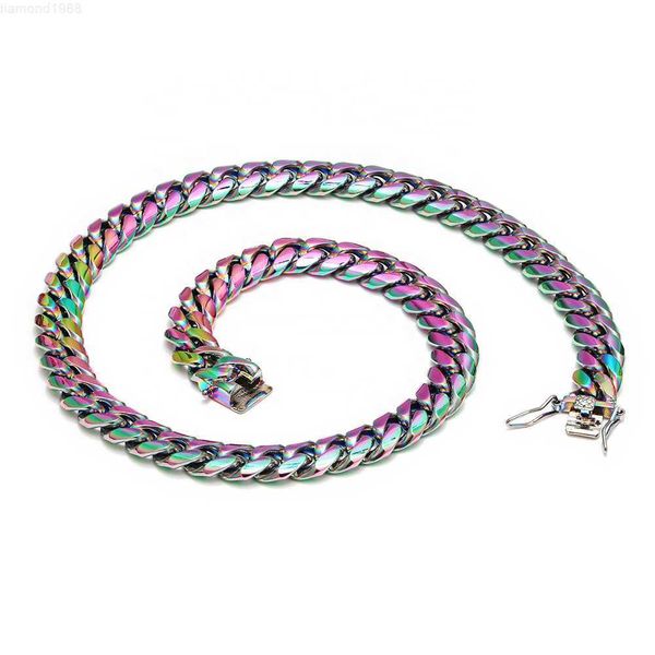 hip hop chain jewelry 12mm 24'' rainbow color plating stainless steel cuban link multicolor, Silver
hip hop chain jewelry 12mm 24'' rainbow color plating stainless steel cuban link multicolor, Silver