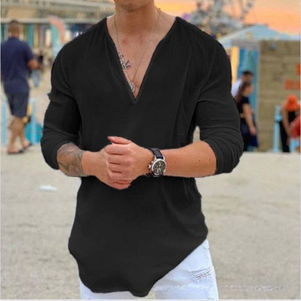 men s t shirts casual blouse cotton linen loose solid v neck long sleeve tees summer leisure handsome men t s 230411, White;black
men s t shirts casual blouse cotton linen loose solid v neck long sleeve tees summer leisure handsome men t s 230411, White;black