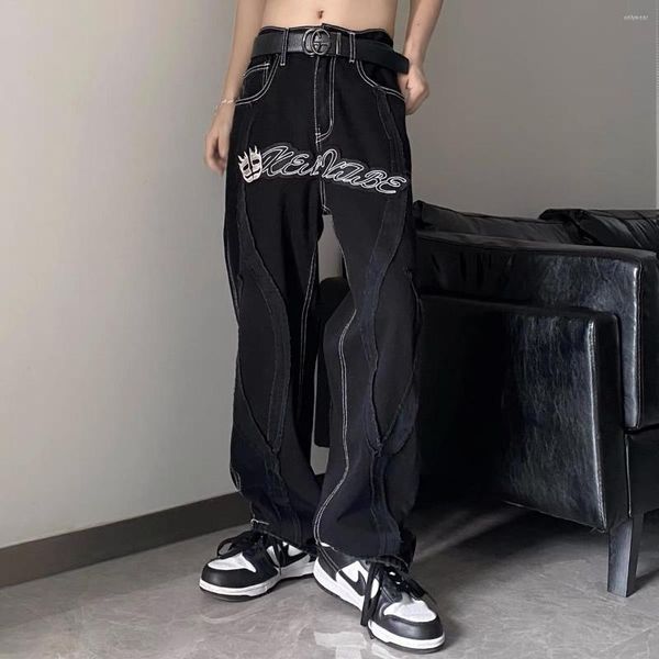men's jeans 2023 casual pants men's retro skull letter embroidery gothic fashion loose straight wide leg, Blue
men's jeans 2023 casual pants men's retro skull letter embroidery gothic fashion loose straight wide leg, Blue
